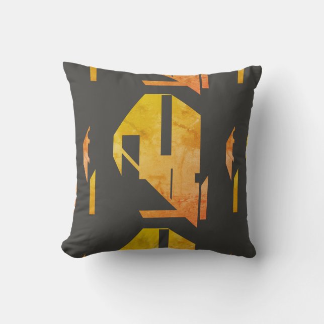 Gezapftes Gold Orange aus dem Kohlestamm Abstrakt Kissen (Vorderseite)