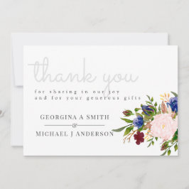 Gezauberte blaue Burgundy Pink-Blume für die Marin Dankeskarte