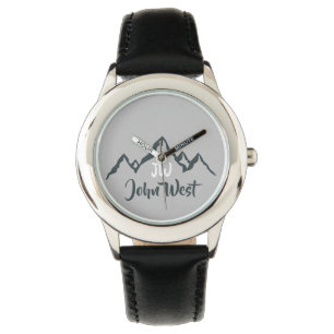 Gezeichnet Bergkette personalisierbare Monogramm Armbanduhr