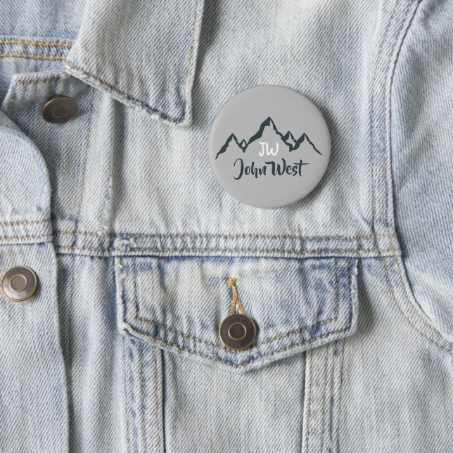 Gezeichnet Bergkette personalisierbare Monogramm Button (Beispiel)