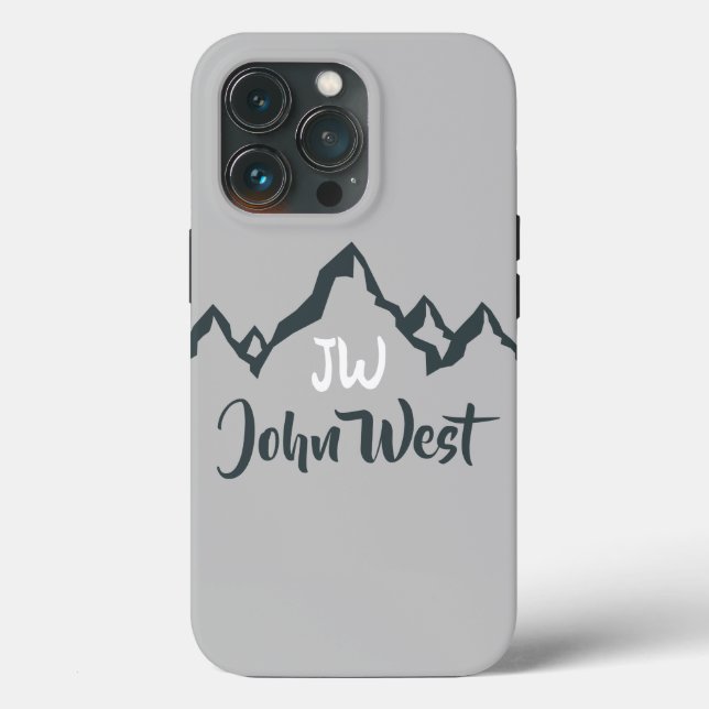 Gezeichnet Bergkette personalisierbare Monogramm Case-Mate iPhone Hülle (Rückseite)