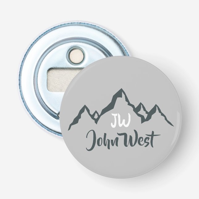 Gezeichnet Bergkette personalisierbare Monogramm Flaschenöffner (Vorderseite)