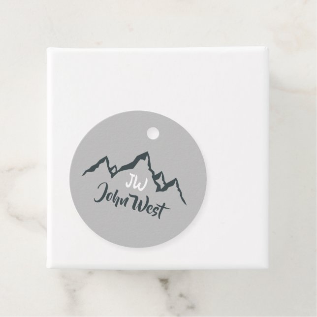 Gezeichnet Bergkette personalisierbare Monogramm Geschenkanhänger (Beispiel)