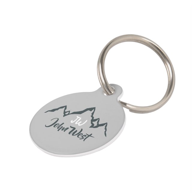 Gezeichnet Bergkette personalisierbare Monogramm Haustiermarke (Seite)