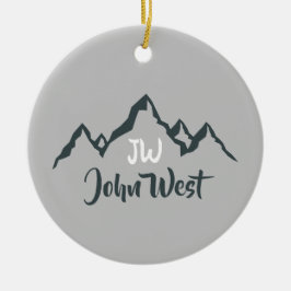 Gezeichnet Bergkette personalisierbare Monogramm Keramik Ornament