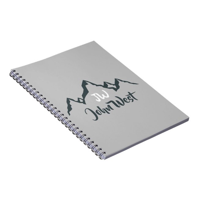 Gezeichnet Bergkette personalisierbare Monogramm Notizblock (Rechte Seite)