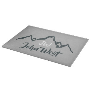 Gezeichnet Bergkette personalisierbare Monogramm Schneidebrett