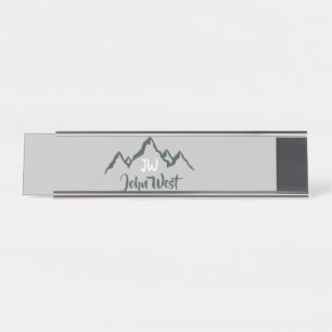 Gezeichnet Bergkette personalisierbare Monogramm Schreibtischnamensplakette