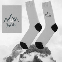 Gezeichnet Bergkette personalisierbare Monogramm Socken