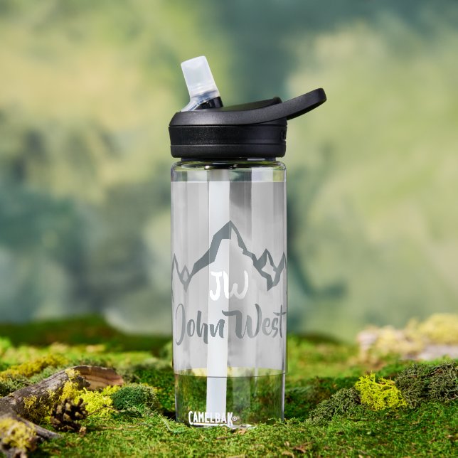 Gezeichnet Bergkette personalisierbare Monogramm Trinkflasche (Außenbereich)
