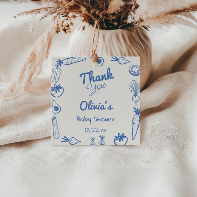 Gezeichnet Blue Grown Vegie Baby Boy Shower Geschenkanhänger (Von Creator hochgeladen)