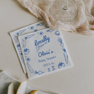 Gezeichnet Blue Grown Vegie Baby Boy Shower Serviette