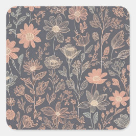 gezeichnet Blume für niedliche Illustrationsgrafik Quadratischer Aufkleber