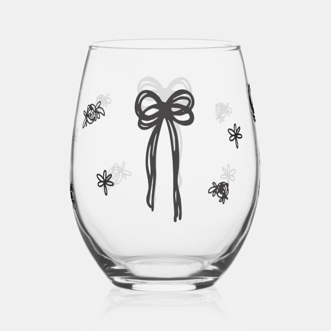 Gezeichnet Bow Wedding Weinglas Ohne Stiel (Vorderseite)