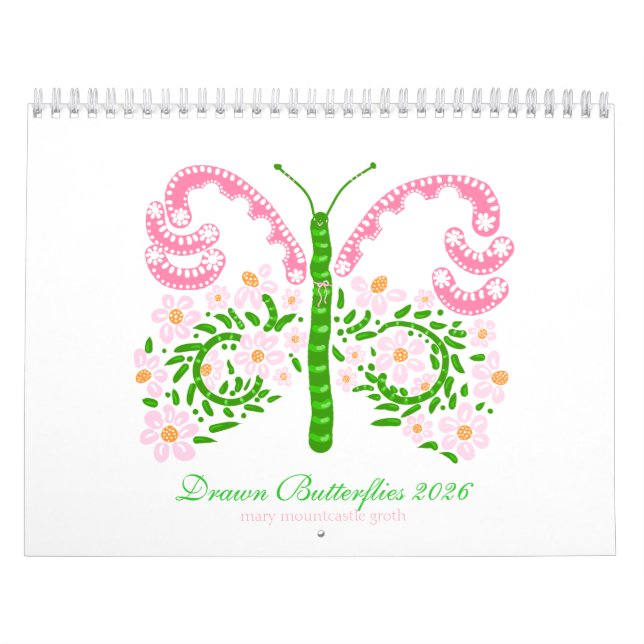 Gezeichnet Butterflies-Kalender 2026 Kalender (Titelbild)