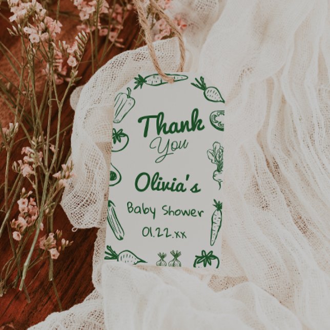 Gezeichnet grüne Gemüsepflanze Kinderdusche Geschenkanhänger (Von Creator hochgeladen)