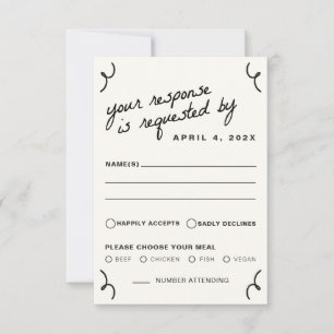 Gezeichnet Hochzeit RSVP Karte