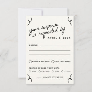 Gezeichnet Hochzeit RSVP Karte