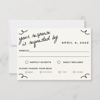 Gezeichnet Hochzeit RSVP Karte