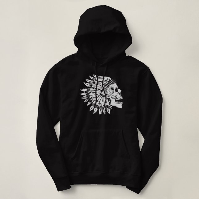 Gezeichnet Indischer Schädel im Hauptlautsprechber Hoodie (Design vorne)