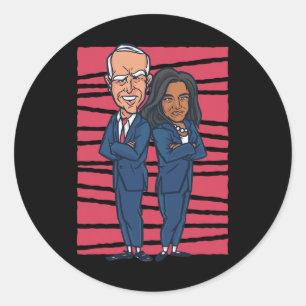 Gezeichnet Joe Biden & Kamala Harris - Biden H Runder Aufkleber