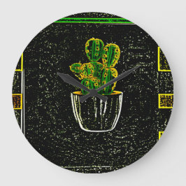 Gezeichnet Kaktus Große Wanduhr