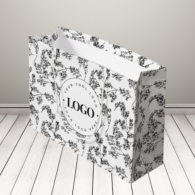 Gezeichnet Kräutergrün, botanisches Logo hinzufüge Große Geschenktüte (Von Creator hochgeladen)