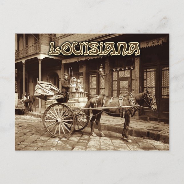 Gezeichnet Milchkarren, New Orleans, Louisiana Postkarte (Vorderseite)