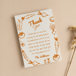 Gezeichnet Orange Gemüsepflanzen Babydusche Dankeskarte