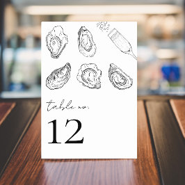 Gezeichnet Oysters Champagne Seafood Table 12 Wedd Tischnummer