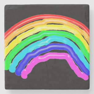 Gezeichnet Regenbogen Steinuntersetzer