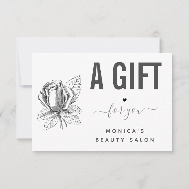 Gezeichnet Rose Blume Black & White Beauty Salon W (Vorderseite)