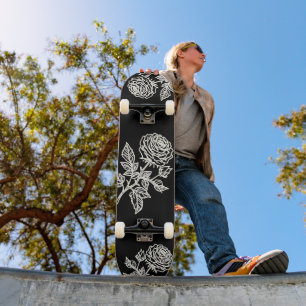 Gezeichnet Rose in der Weißen Linie malen Ihren ei Skateboard