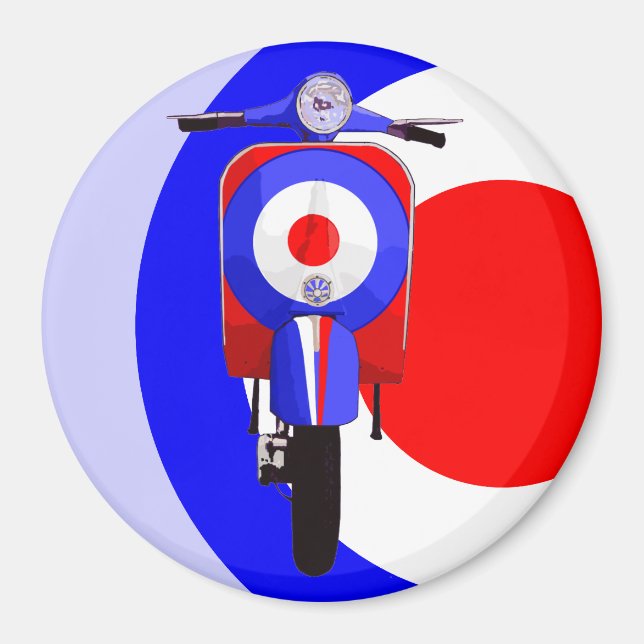 Gezeichnet Scooter auf halber Mod-Ziel Magnet (Vorne)