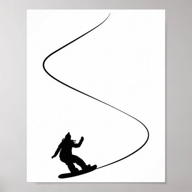 Gezeichnet Simple Snowboard Girl Poster (Vorne)