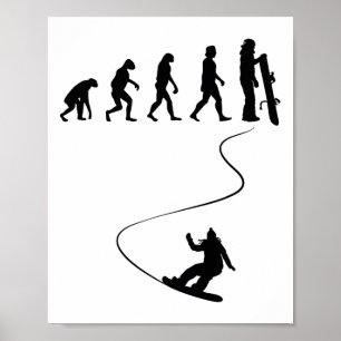 Gezeichnet Snowboard mit einfacher Evolution 1 Poster