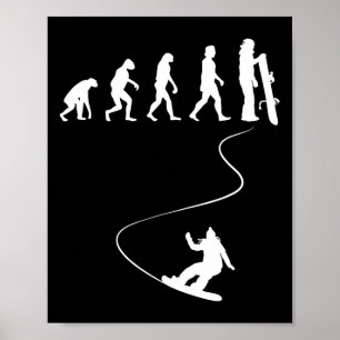 Gezeichnet Snowboard mit einfacher Evolution Poster