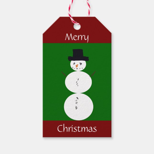 Gezeichnet Snowman Geschenkanhänger (Vorderseite)