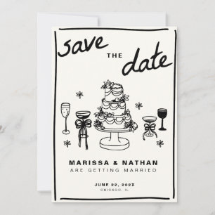 Gezeichnet zusammen Hochzeit mit Foto Save The Date
