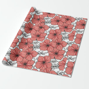 gezeichnete Blume in hellen Farben Geschenkpapier