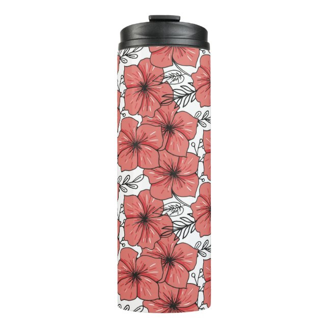 gezeichnete Blume in hellen Farben Thermosbecher (Vorderseite)