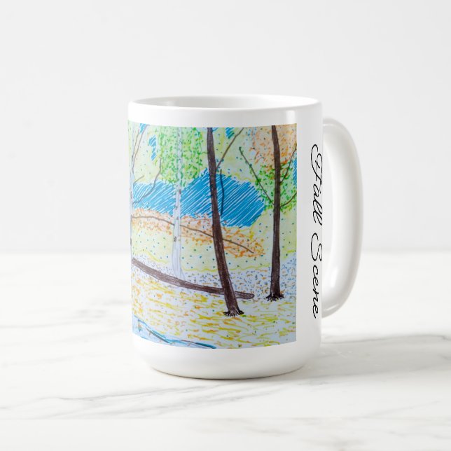 Gezeichnete Herbstszene Kaffeetasse (VorderseiteRechts)