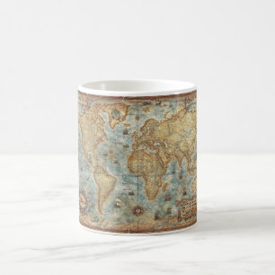 Gezeichnete Karte der Bedrängnisses Vintage Antik Kaffeetasse
