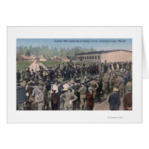 Gezeichnete Männer, die berichten, um zu kampieren