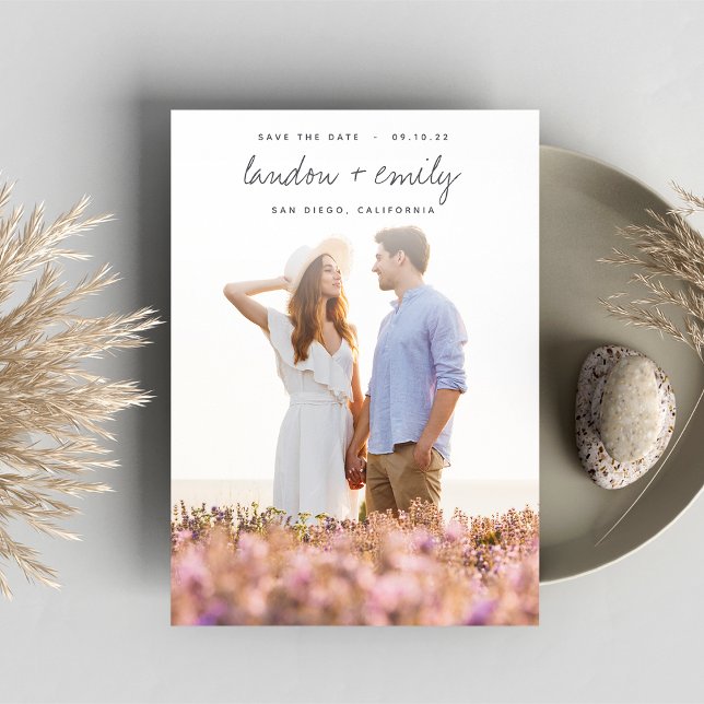 Gezeichnete Namen | Vertikales Foto Save The Date (Von Creator hochgeladen)