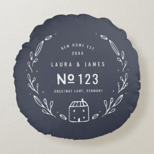 Gezeichneter Blumenentwurf des neuen Hauses Hand Rundes Kissen