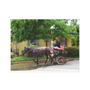 Gezeichneter Wagen Kubas Pferd Leinwanddruck
