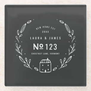 Gezeichnetes Blumen des neuen Hauses Hand Glasuntersetzer