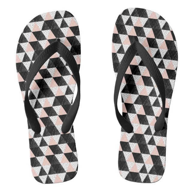 Gezeichnetes Dreieck Geometrisches Muster Flip Flops (Fußbett)