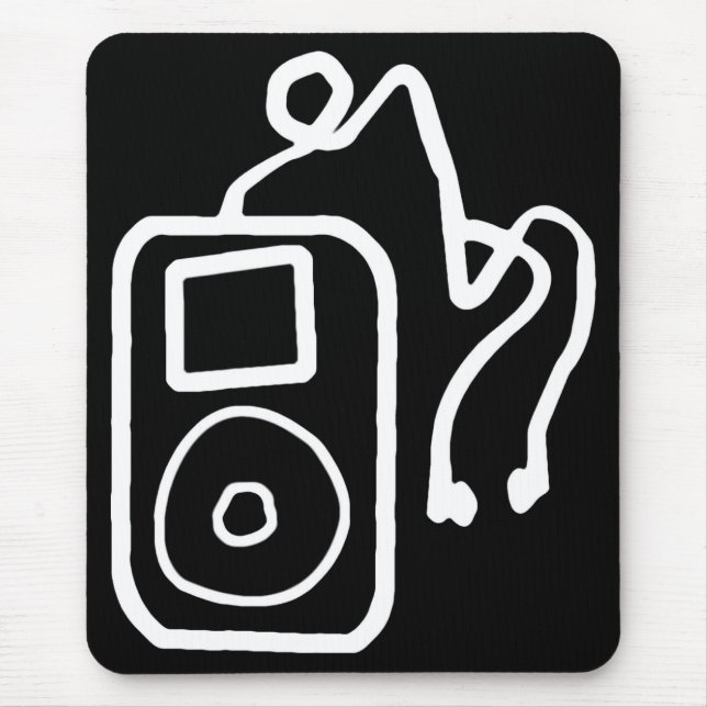 Gezeichnetes iPod schwarzes Mousepad (Vorne)
